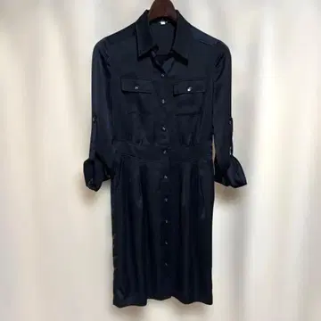 y041808 MICHEL KLEIN 셔츠 원피스 블랙 버튼