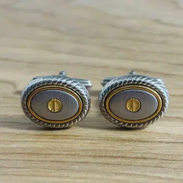 DUNHILL 커프스 커프링크스 d 로고 골드 x 실버 원형
