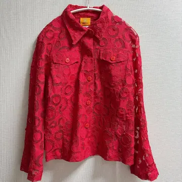 [ Ruby Rd. ] 루비로드 서클 자수 레이스 자켓 빨간색 12호