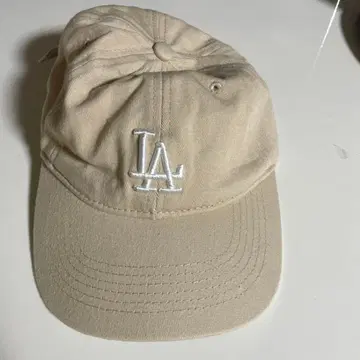 LA 자수 베이지 캡 MLB 로고