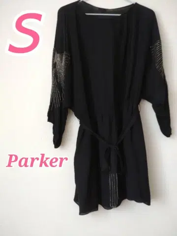 Parker 후드티 블랙 오버 반팔 상의 S 비쥬 실크