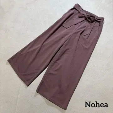 75 헤어 벨트 턱 와이드 팬츠 캐주얼 릴랙스 탁한 핑크 리본 M