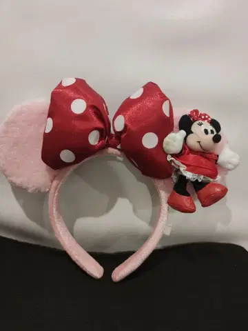 미니 마우스 귀 머리띠 봉제 인형 포함 핑크