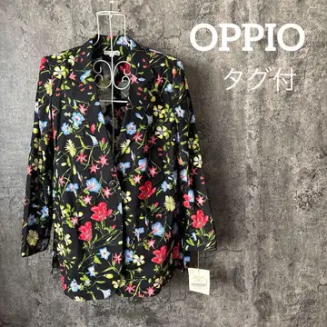 175 OPPIO 택 포함 전체 꽃무늬 어깨 패드 자켓 일본제 면 자켓