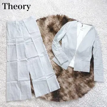 Theory 노카라 자켓 와이드 팬츠 수트 셋업