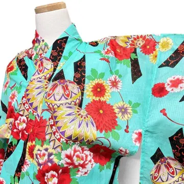 미착용 유카타 고전 문양 공 명주 나비 모란 기모노 054k p