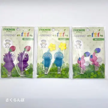 피크민 헤어 클립 깃털 피크민 보라색 피크민 얼음 피크민 3종 세트