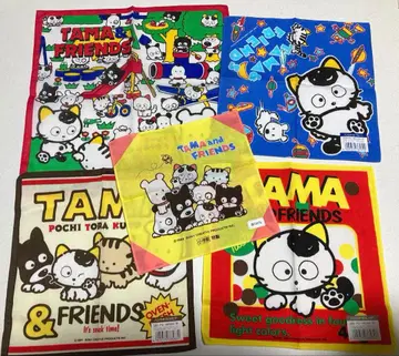 우리 타마 아니? 사이즈 제각각 손수건 5장 세트 쇼와 레트로