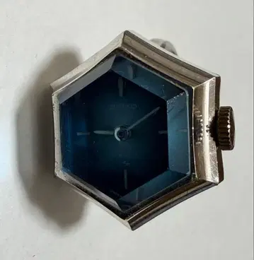 작동품 SEIKO 링 워치 반지 육각 블루 1970년대 수동 와인딩 시계