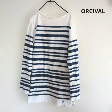 ORCIVAL 오르치발 오부소매 튜닉 화이트 블루 긴팔 상의 프랑스제