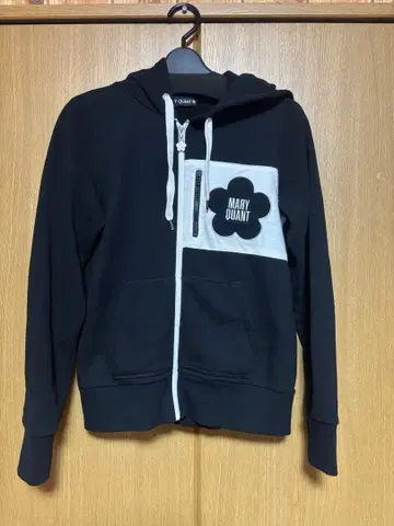 MARY QUANT 후드티 블랙 M 사이즈 꽃 로고 후디 집업