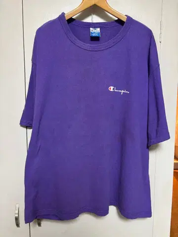 Champion 챔피온 T셔츠 2XL 보라색 90s USA제 자수 택