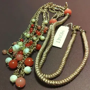 MONET 코랄 비즈 목걸이 90cm