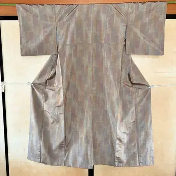 츠무기 기모노 빅 사이즈 순수 실크 브라운 중고 캐주얼 [ mm338 ]