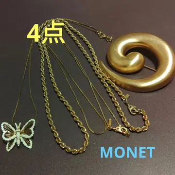 MONET 소용돌이 브로치 목걸이 세트 4점