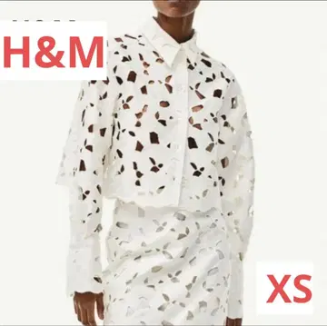 H&M 영국 자수 새틴 셔츠
