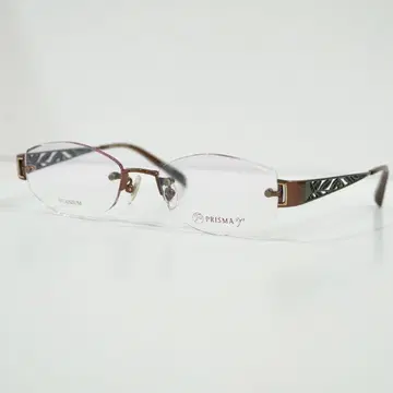 일본제 테 없는 안경 브라운 x 그린 고급 디자인 렌즈 교환 가능 새상품