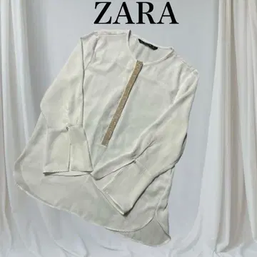 ZARABASIC 비쥬 포함 화이트 엘레강트 긴팔 셔츠 S