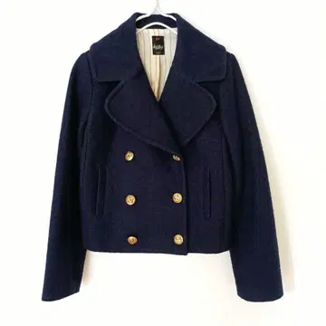 모로코바 더블 브레스트 숏 피 코트 P 코트 M 네이비