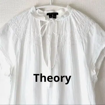 [Theory 띠어리] 프렌치 슬리브 블라우스 리본 하늘하늘 시원한