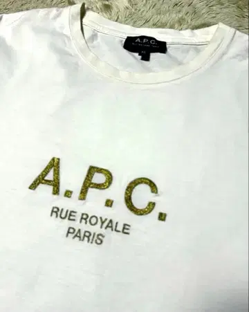 A.P.C. x BEAMS LIGHTS 골드 자수 화이트 T셔츠 XS