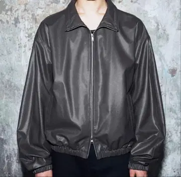 DOFFJASON 오버핏 비건 레더 윈드 브레이커