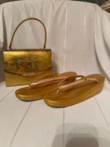 골드 조리와 핸드백 세트 예복용 후리소데용