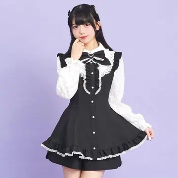 [ 시크릿 허니 ] 밑단 프릴 레이스 요크 긴팔 셋업