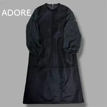 [새상품급] ADORE 시어 메쉬 러셀 원피스 블랙 A라인