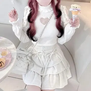 허니뮤우 이모짱 트위드 티어드 프릴 스커트