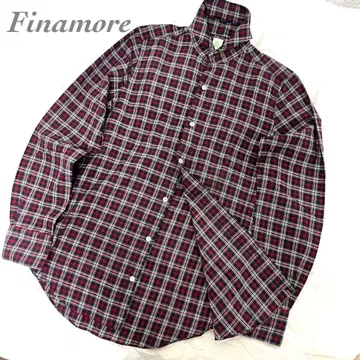 Finamore Napori 긴팔 셔츠 체크 이탈리아제 고급 M 면