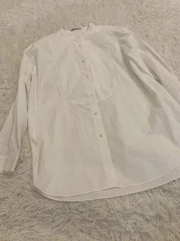 띠어리 럭스 화이트 셔츠 38 밴드 카라 히요코 면 스트레치