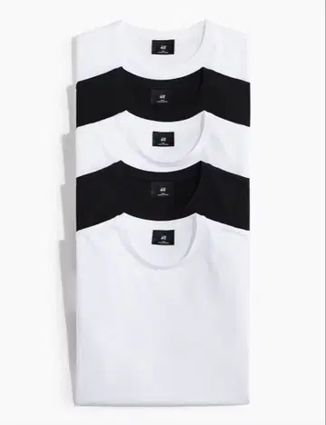 [미개봉] H&M 슬림핏 T셔츠 5장 세트 XXL 사이즈