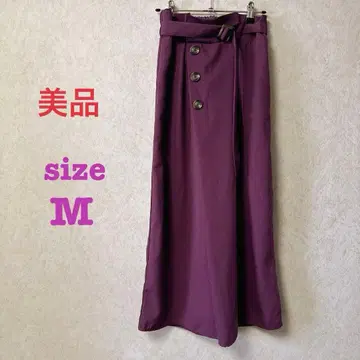 [새상품급] 벨트 포함 와이드 팬츠 M 퍼플 뒷밴딩 올 시즌