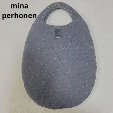 미나 페르호넨 에그백 탬버린 그레이 x 블루 자수