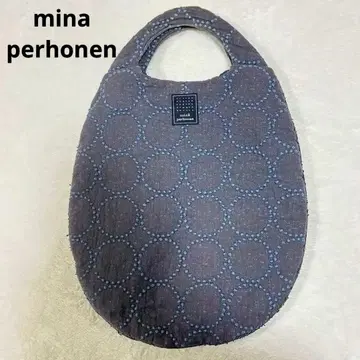 미나 페르호넨 에그백 탬버린 그레이 x 블루 자수