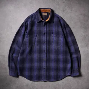 ST. JOHN'S BAY 옴브레 체크 셔츠 헤비 플란넬 셔츠 네이비