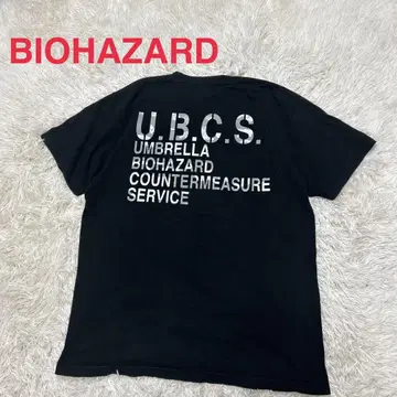 바이오하자드 엄브렐라사 백 프린트 반팔 T셔츠 블랙 영화 게임