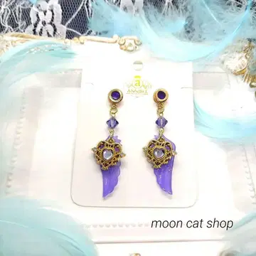 타천사 귀걸이 보라색 골드 흔들리는 핸드메이드 별 깃털 고급 개성