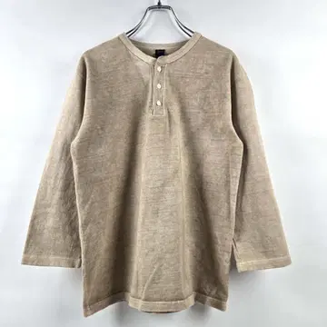 굿온 USA 코튼 헨리넥 7부 소매 T셔츠 S 베이지 일본제