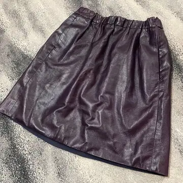 y2k 드로어 램 가죽 스커트 보라색 사이즈 36 양가죽