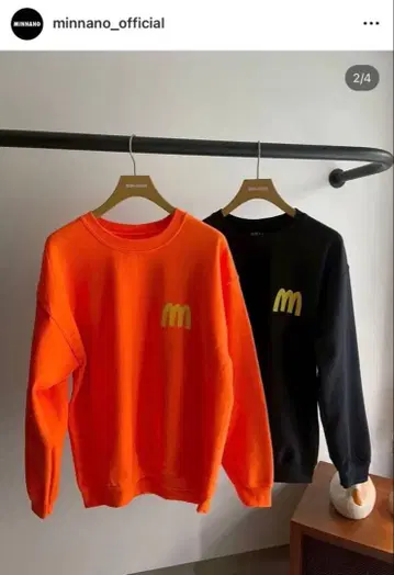 미사용 새상품 min-nano 크루넥 스웨트 Orange XL