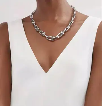 고급스러움 하드웨어 목걸이 실버 럭셔리 체인 남녀 공용