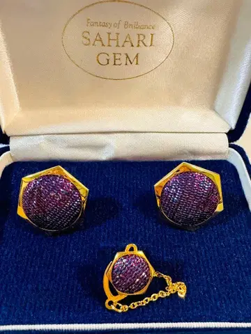SAHARI GEM 보라색 커프스 링크 세트