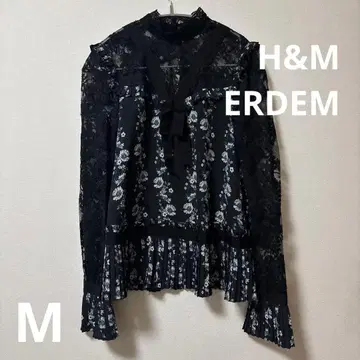 H&M 엘레강트 블랙 꽃무늬 긴팔 블라우스 ERDEM과의 콜라보 상품