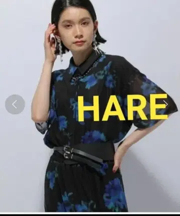 HARE 하레 시어 레이어드 셔츠 플라워 블루 꽃