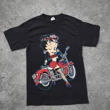 레어 베티붑 바이커 T셔츠 페이드 블랙 S 코무돗토 야마토 착용