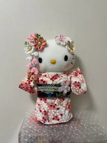 헬로키티 니시진 비단 벚꽃 사쿠라 기모노 봉제 인형