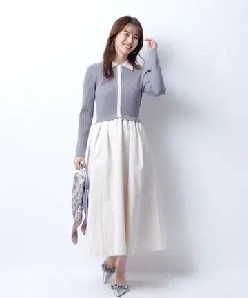 저스길리티 카라 니트 도킹 원피스 아푸와이저 리셰 그레이