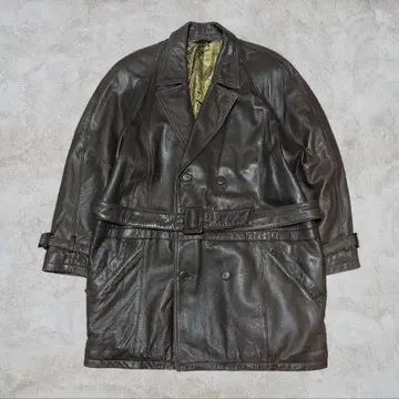 램 가죽 코트 양가죽 브라운 M (L 상당) 벨트 포함 구제 의류 빈티지